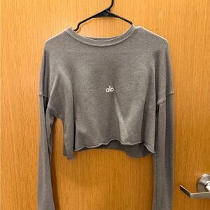 ALO Yoga Charcoal Cropped Long Sleeve Top